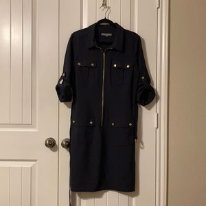 Sharagano Navy long sleeved dress